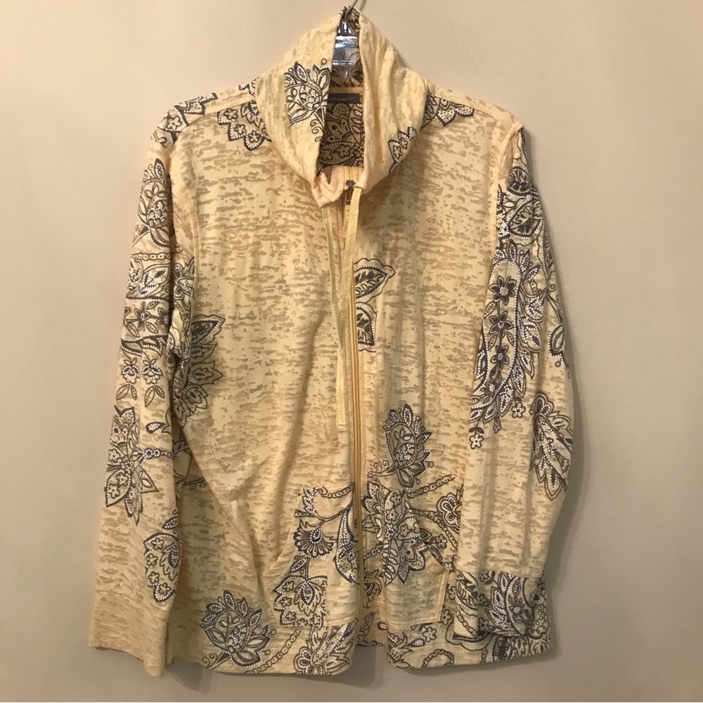 Three Hearts Yellow Sundial Zip Up Burnout Jacket